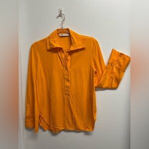 Zara Vibrant Orange Long Sleeve Shirt